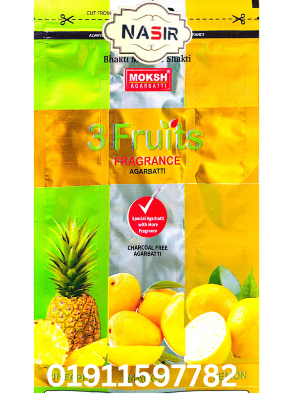 Moksh 3 Fruits Fragrance Agarbatti – Charcoal Free Premium Incense Sticks